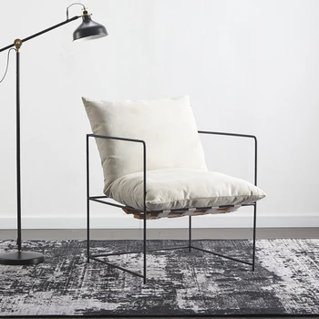Skandinavski Jednosoban sofa fotelja Lazy Luxury Iron Blagovaona stolice Moderni Dizajn namještaja za dnevni boravak Namještaj za pregovore i knjižnice