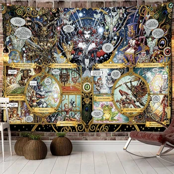 Art 3D klesanog tapiserija Mandala, boem psihodelični lik hipiji, ilustracija, Zidni dekor sobe u hostelu