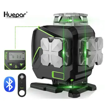 Laserska libela Huepar S04CG 4D sa zelenom linijom na 360 stupnjeva vertikalno i horizontalno, punjiva litij-ionska baterija