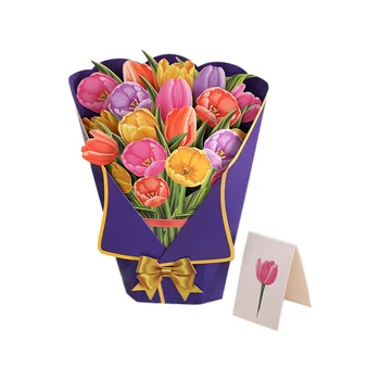 Pop-up razglednice s buketom cvijeća 3D Hrpa papirnatih boja s razglednica za bilješke i čestitka razglednica na rođendan u stilu omotnice A