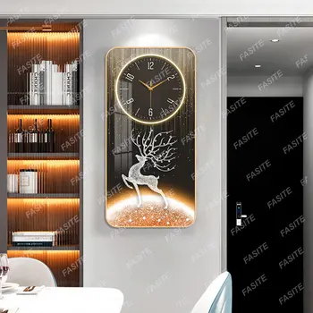 Moderni lagani zidni sat s luksuznim dekorom, moda za dnevni boravak, novi stil, ukras trijem, zidni sat sa oslikane glupi