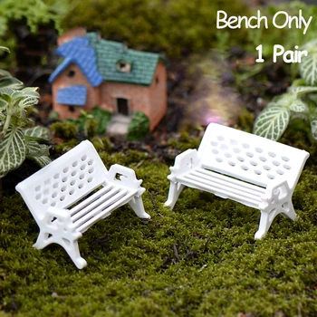 1 par stolica za dollhouse, dekorativni vrt od smole, микроландшафты, Figurice parku stolice, Tanka klupa