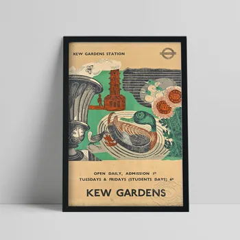 Dizajn Plakat Edwarda Боудена Kew Gardens, Grafike S Krajolikom Londonske Podzemne Željeznice, Винтажное Zid Umjetnost, Britanski Suvenir Trave