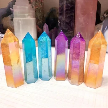Veleprodaja štapić od prirodnih transparentnog kvarca синежелтая aura kula duhova kvarc liječeći crystal kamene točke za uređenje doma