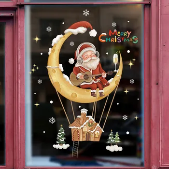 Crtić Božić Naljepnica Na Prozor Noel Glass Wall Decor Božićno Drvce Statički Elektricitet Naljepnica Mjesec Santa Los Sretan Božić 2023