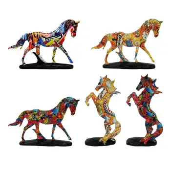 Šarene Kip Konja Lagan Skulptura Konja Konjički Ukras Figuricu Konja od Smole za Desktop Bara Darove Na Naselje Večernji