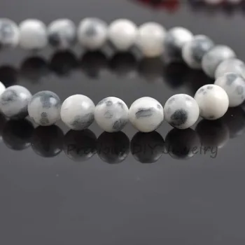 Okrugle perle od prirodnog kamena, obojen u sivo u kineskom stilu, 63шт, 6 mm za izradu nakita TRS0018