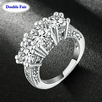 Srebrna boja AAA Kubni cirkonij Nakit Modni Vjenčanje i vjenčano prstenje Nakit za žene kao obećani poklon DWR497