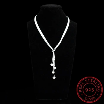 Novo luksuzno ogrlica od 925 sterling srebra sa dugom četka u obliku srca, пятиэтажные ogrlice-kapljice za žene, Fin nakit na poklon