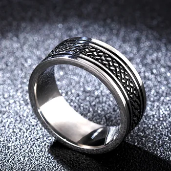 Vintage Prsten od nehrđajućeg čelika 8 mm, dizajn ribom glume, Posrebreni prsten za muškarce, elegantan prsten u stilu punk, Nakit i pribor
