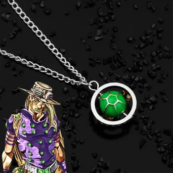 Anime JoJo's Bizarno Adventure, ogrlica sa čeličnim loptu, Žiroskop, Julije Cezar Цеппели, ogrlica s ovjesom u obliku kugle za косплея, nakit za fanove