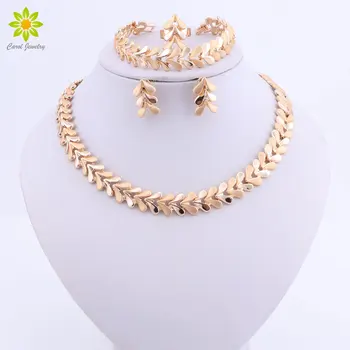 Afrički nakit skup iz Dubaija Нигерийское vjenčanje ogrlica i Naušnice Set za žene Visa Gold Etiopska Indijski nakit skup