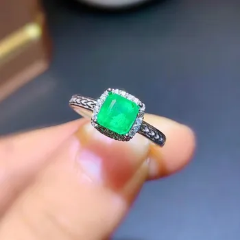 Prsten od 925 Sterling Srebra sa prirodnim Smaragdu Fin Nakit Ženske Modne Vjenčanje Otvorene Veliko 5,5 mm