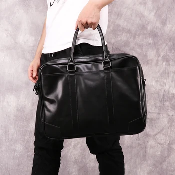 Poslovni Uredski muški portfelj 15,6-inčni računalni torba preko ramena od prave kože za muškarce