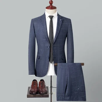 High-end (sportska jakna + hlače) Muške Poslovne Casual Elegantan Moderan Jednostavan Gospodski odijelo Za Kum od 2 komada