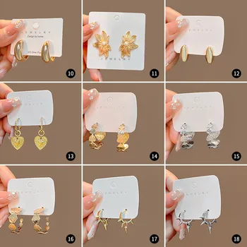 Modni jednostavne kvadratne naušnice-srca u obliku cvijeta vintage zlatne boje s geometrijskim naušnice-nokti za stranke, pokloni za žene i djevojčice