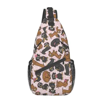 Slatka torba-sling sa slikom jazavičar, muška torba za preko ramena sa slikom psa-kobasice iz crtića 