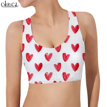 Ženski sportski prsluk CLOOCL, lijep top s 3D uzorkom u obliku crvenog srca i мелка, trendi ženski grudnjak za joge i fitnesa