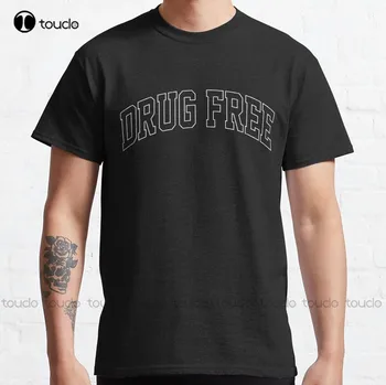 Klasična majica Drug Free Outline, muška majica, nova popularna kreativno zabavna majica, t-shirt na digitalni tisak, Božićni poklon, Novo
