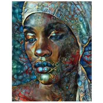 Sažetak grafiti Afrička žena Diy Diamond Slikarstvo 2022 Nova Cijeli trg i okrugli Diamond Vez Mozaik križićima YG3020