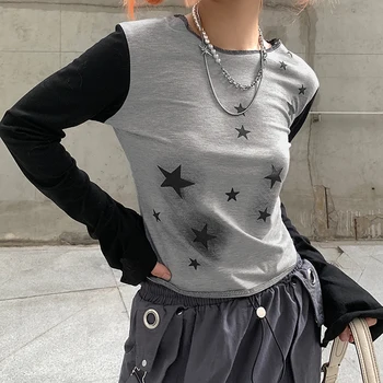 Y2k Uličnu Odjeću S Grafičkim Zvjezdanim po cijeloj površini Y2K Splice Grunge Estetski Majica Fairycore Vintage Kawai 2000-ih Harajuku Fairy Grunge Odijevanje