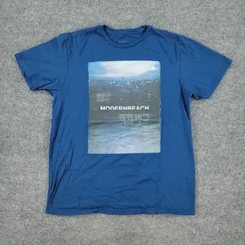 Muška majica Tavik Velike plave boje sa slikom moderne plaže kulture, kratki rukav, okrugli izrez, dugi rukavi