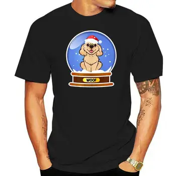 Božićna t-shirt s koker спаниелем Snow Globe Golden Cockapoo-muška majica-Crna