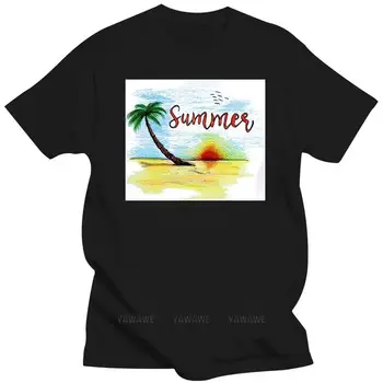 Muška t-shirt, novi dizajn casual majica Sunset Island Coconut Beach s kratkim rukavima, muška udobna majica dobre kvalitete, top