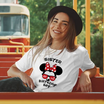Majice Sister of the Birthday Boy Disney Squad s Mickey i Minnie, modni trend, odjeća za putovanje u Disneyland, эстетичная ženska majica