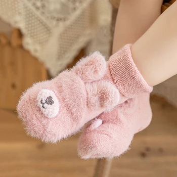 Zimske vunene čarape s slatka crtani životinjama za mlađe dječake i djevojčice, toplo neklizajući čarape za seks, debele pamučne čarape za bebe