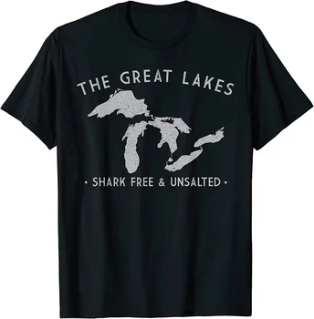 Pamučna majica okruglog izreza bez sadržaja morskih pasa na Velikim Jezerima, gospodo Svakodnevne Berba t-Majice, Majice, Izravna dostava