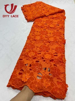Luksuzna modna Francuski шифоновая cvjetne čipke tkanina sa 3D vezom u Afričkom Nigerijskom stilu Sa šljokicama, cvjetne čipke tkanina za vjenčanicu, 5 metara