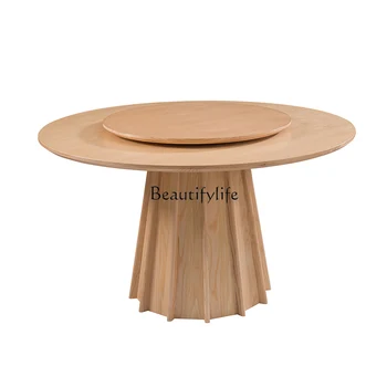 Blagovaona stol iz niza skandinavskog drveta sa kamenu ploču i gramofon Home okrugli stol