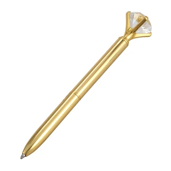 Kemijska olovka Kawaii, kemijska olovka od legure s velikim dijamantom, crna olovka za punjenje, modni školskog pribora, zlato