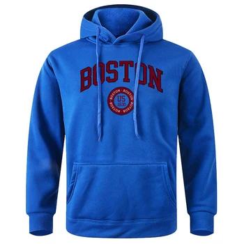 Boston, SAD, osnovan je 1630 godine, Muška majica s kapuljačom i okruglog izreza, slobodna majica sa kapuljačom, Svakodnevni novost, osnovna svestran moda majica sa kapuljačom