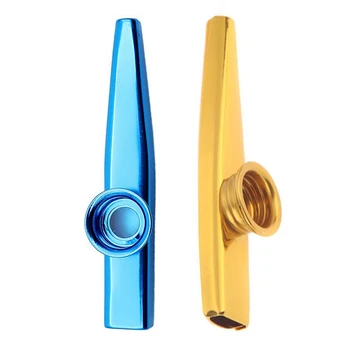 Kazoos od aluminijske legure sa 5 kom. poklon otvorom za flautu za djecu-ljubitelje glazbe, zlato i plava (2 kompleta)