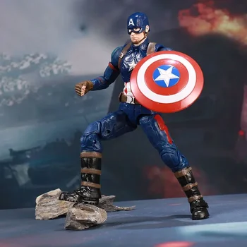 Marvel Avengers 18 cm Ručno lik Kapetana Amerike Jednostavan osnovni nosač Igračka model Boja kutija za Pakiranje Poklona za dječake Lutka
