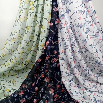Elegantne haljina od шифоновой tkanine s cvjetnim ispis, mekan prozračni šal, tkanina za ručni rad