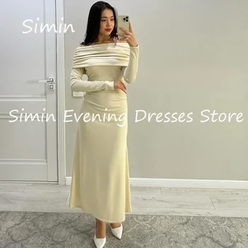 Симин, атласное haljinu za prom u stilu sirene s otvorenim ramenima i рюшами, arapski Elegantne večernje haljine za žene 2023 godine.