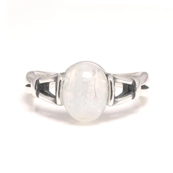 Prsten Bella od ovog srebra 925 Sterling s podesivim otvaranjem od prirodnih Lunarne kamena, vintage nakit Twilight
