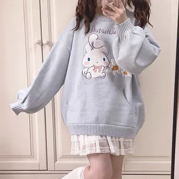 Kawaii Sanrio Cinnamoroll Anime Za djevojčice, sa kapuljačom, slatka мультяшный medo džemper dugih rukava, Besplatno odijevanje, Lijepe darove za djevojčice