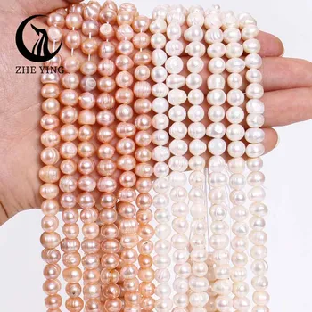 Nove perle od prirodnih slatkovodnih bisera, ružičaste, bijele, okrugle, nepravilnog oblika, slobodan perle za izradu nakita, ogrlica, narukvica, naušnice