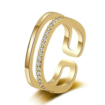 Prsten prugama od žutog zlata s transparentnim кубическим цирконием Za žene, trend blagi prsten, ženska svečana odjeća, nakit