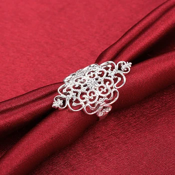 Vruće fin širok prsten od 925 sterling srebra u retro stilu s elegantnim cvijet Za žene, modne Darove za stranke, šarmantan vjenčanje brandova nakita