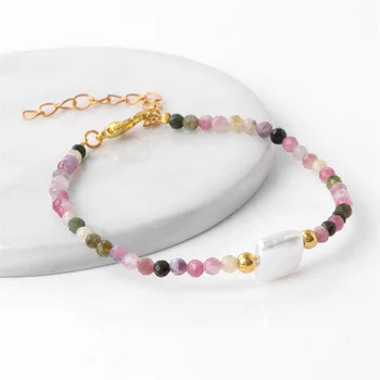 Elegantan minimalistički Romantični Narukvica Perle od prirodnih Mini-Cut kamena Narukvice-lanac s privjescima Za žene, Nakit i poklone Prijateljicama