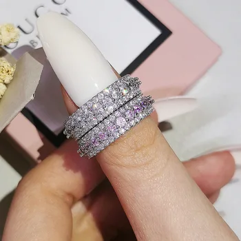 Vječnost Dijamantni prsten 925 Sterling srebra Zaručnički Prsten Prsten za žene Vjenčanje Obećanje Stranke Nakit Poklon