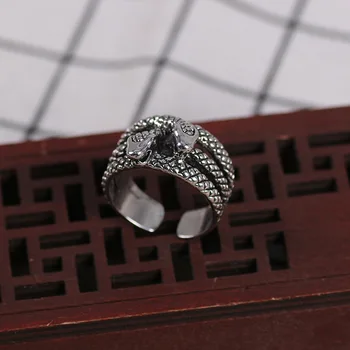 Kreativna klasicni prsten u obliku zmije sa dvostrukom glavom, Antikni prsten srebro s podesivim otvaranjem, uličnog i hip-hop za muškarce i žene, gotičke dekoracije