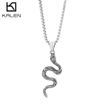 Винтажное ogrlica sa ovjes u obliku puža od nehrđajućeg čelika za muškarce i žene, privjesak u obliku zmija s uzorkom u stilu Punk, Okrugli lanac, najverovatnije poklon