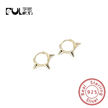 Nakit Fulsun od 925 sterling srebra u stilu hip-hop, ženske pozlaćene naušnice, prstenje sa šiljcima