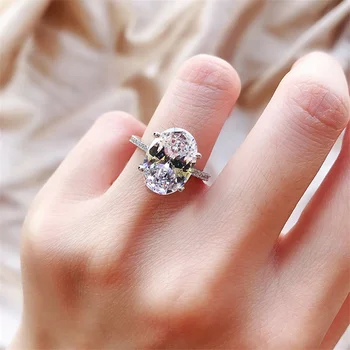 S925 Srebro 10 * 14, veliki ovalni prsten od bijelog zlata s kubični cirkon, nakit, prsten na veliko za žene